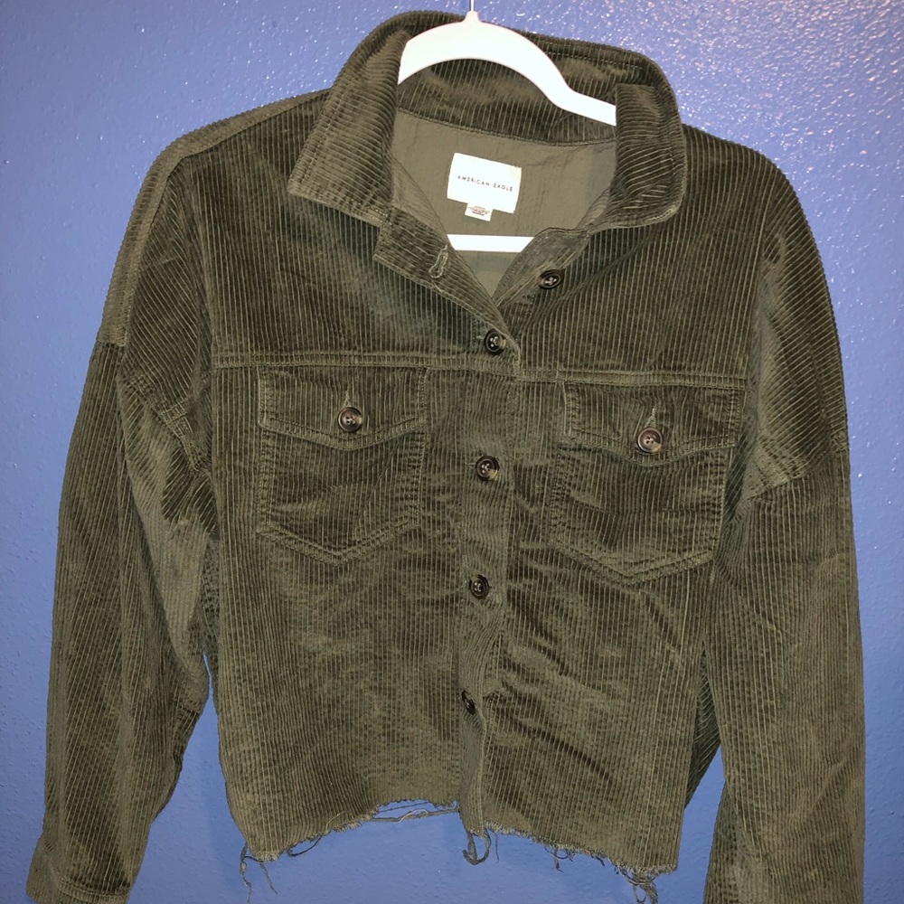 American Eagle Corduroy cropped button up shirt